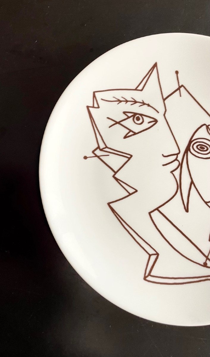 Assiette en porcelaine de Limoges dessin de Jean Cocteau-photo-3