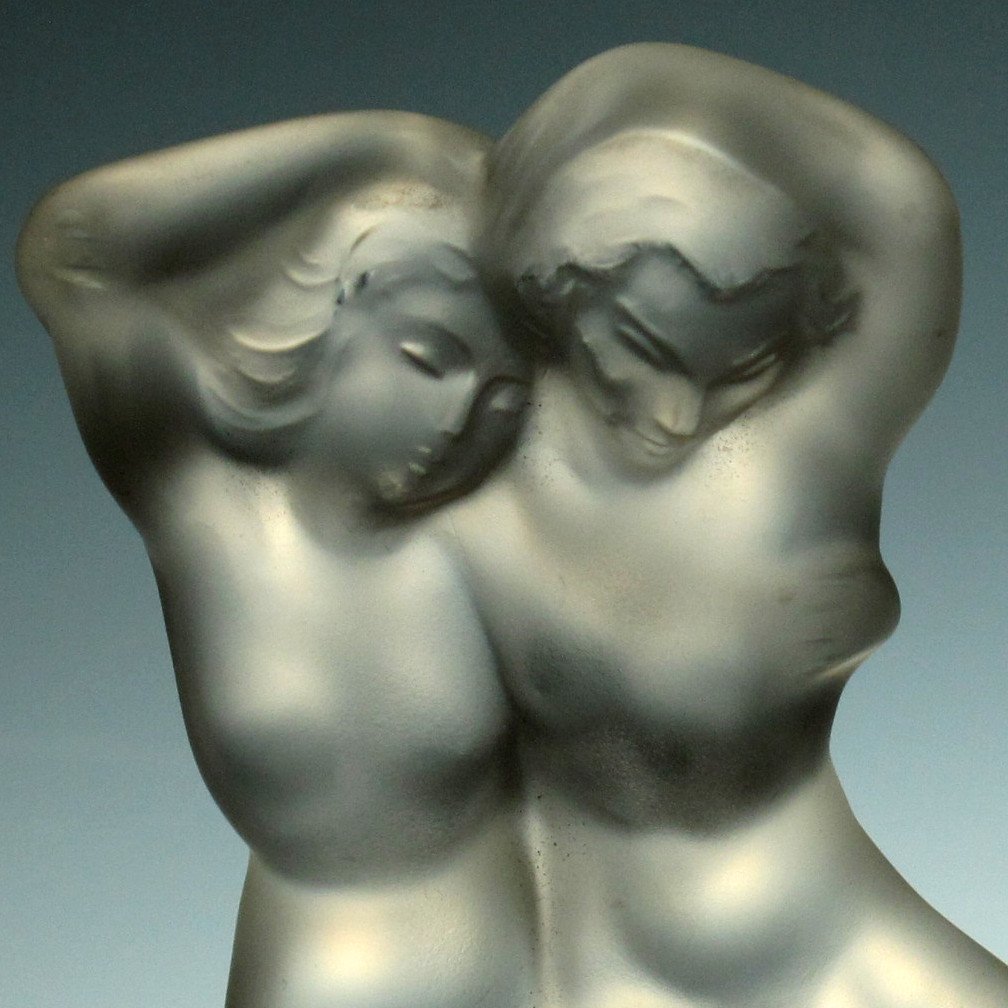 Femme et faune statuette cristal Lalique France-photo-2