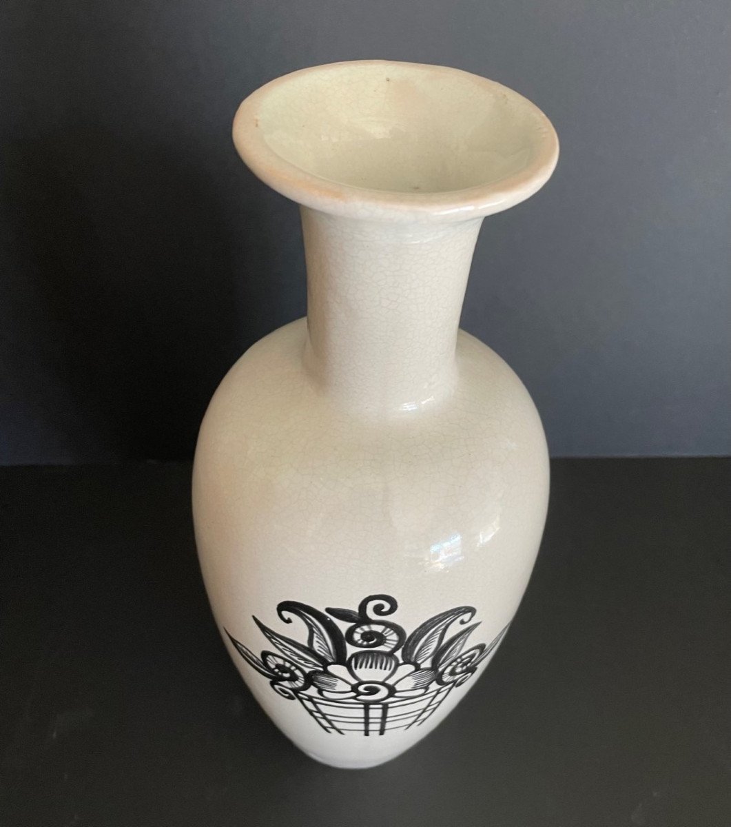 Art Deco Earthenware Vase From Desvres By Henri Delcourt-photo-4