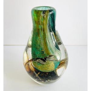 Vase en verre soufflé par Jean-Claude Novaro 1984