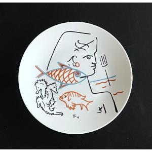 Porcelain Plate Drawing By Jean Cocteau