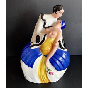 Grande lampe veilleuse Art Déco  par "Elté" en porcelaine de Limoges