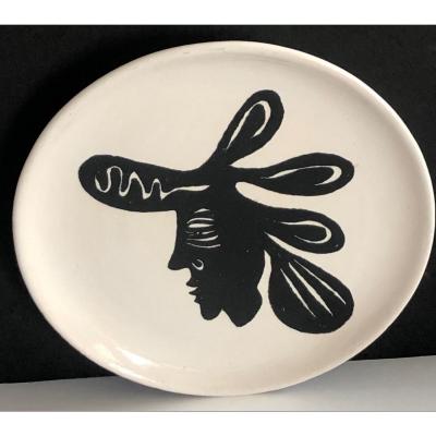 Ceramic Plate Drawing Jean Lurçat Sant Vicens 50s