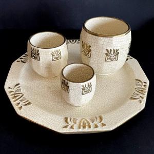 Orchies Earthenware Serving Tray With 3 Pots