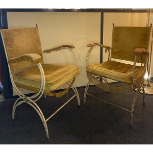 Pair Of Wrought Iron Armchairs