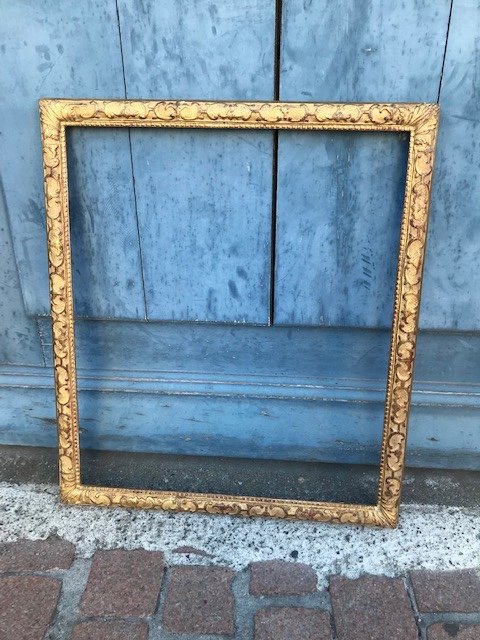 Pair Of Golden Wooden Frames, Decor At La Bérain Nineteenth-photo-2