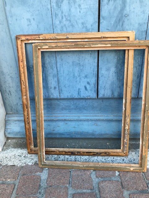 Pair Of Golden Wooden Frames, Decor At La Bérain Nineteenth-photo-4