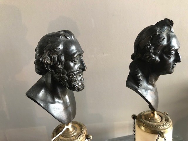 Pair Of Bronze Busts Of Kings Henri IV And Louix XV From The XIX Eme Century-photo-2