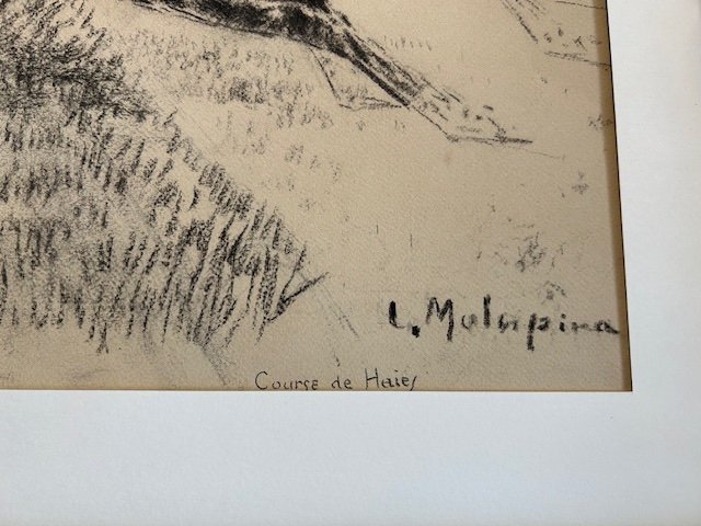 Charcoal Drawing By Louis Malespina Of A Show Jumping Horse Race In The 1930s-photo-1