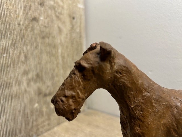 Terracotta Airedale Terrier Dog Statue Made By Richard Fath (1900-1952)-photo-2