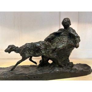 Charming Animal Statue Signed Ary-bitter "shepherdess Bringing Her Goats Home (art Deco)