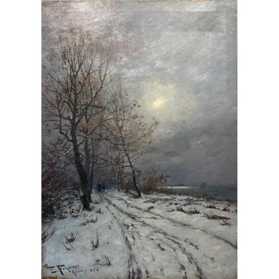 Eugene Fehdmer (1846 - 1918) - Snowy Landscape