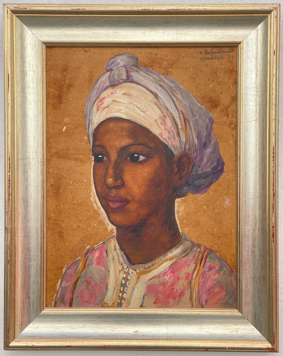 ”Portrait d’une Jeune Femme Marocaine ” Louis Rodolphe Defontaine ( 1878 - 1962 )