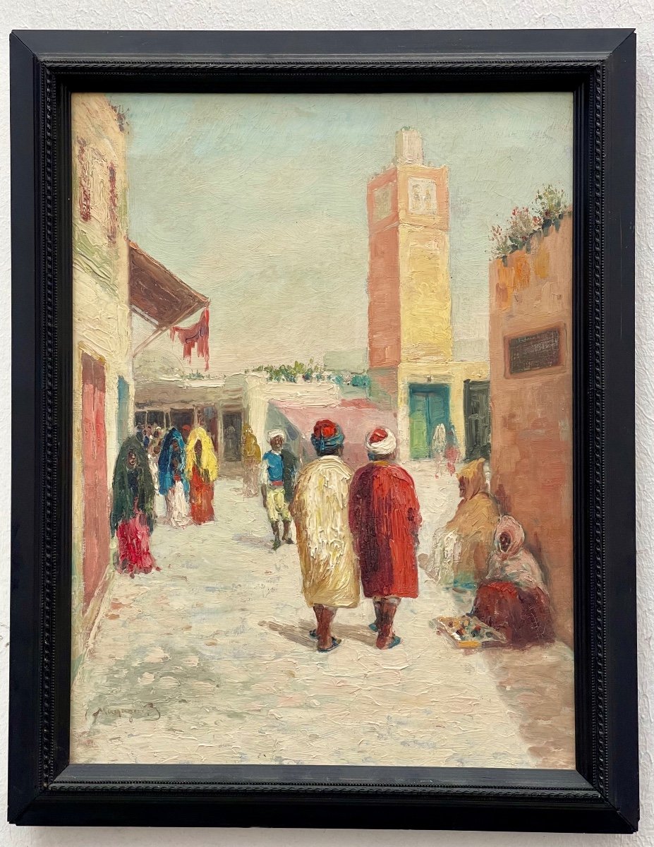 “live Street In Tunis” Vincent Manago (1880 - 1936)