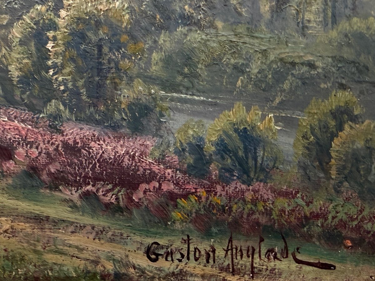 ” Bergère Dans Les Bruyères ”  Gaston Anglade ( 1854 - 1919 )-photo-2