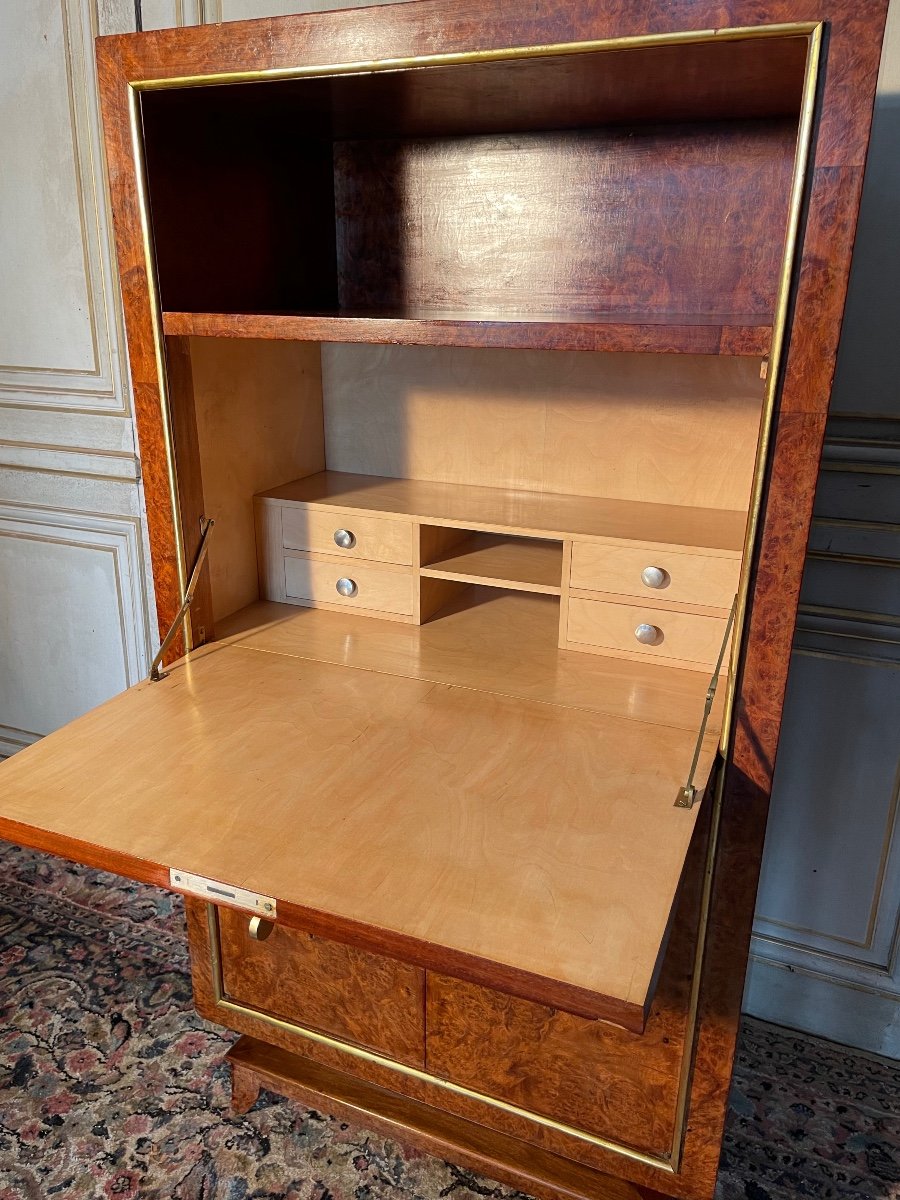 Art Deco Secretary In Maple Burl-photo-3