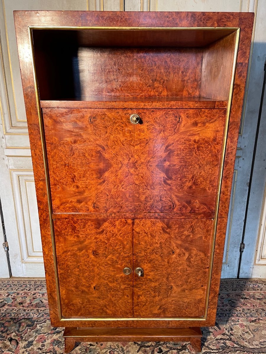 Art Deco Secretary In Maple Burl-photo-3