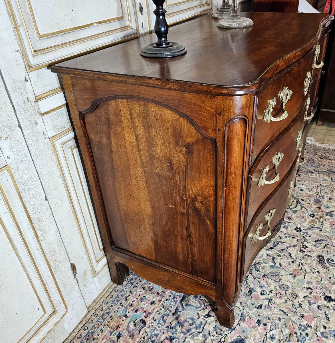 Commode Louis XV Galbée En Noyer 18 ème -photo-3