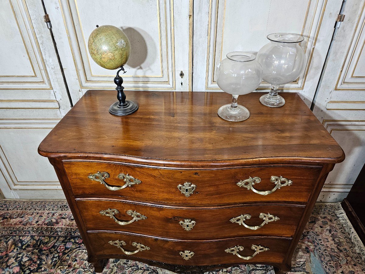 Commode Louis XV Galbée En Noyer 18 ème -photo-4