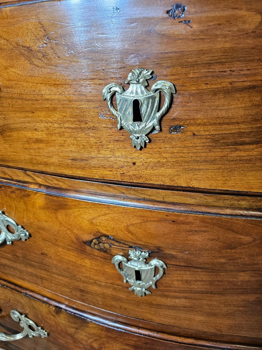 Commode Louis XV Galbée En Noyer 18 ème -photo-1