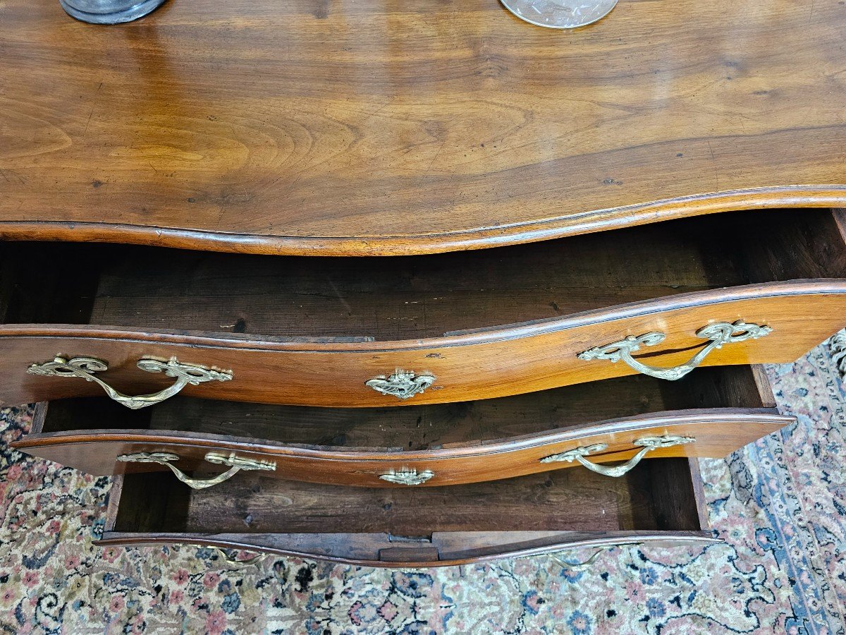 Commode Louis XV Galbée En Noyer 18 ème -photo-3