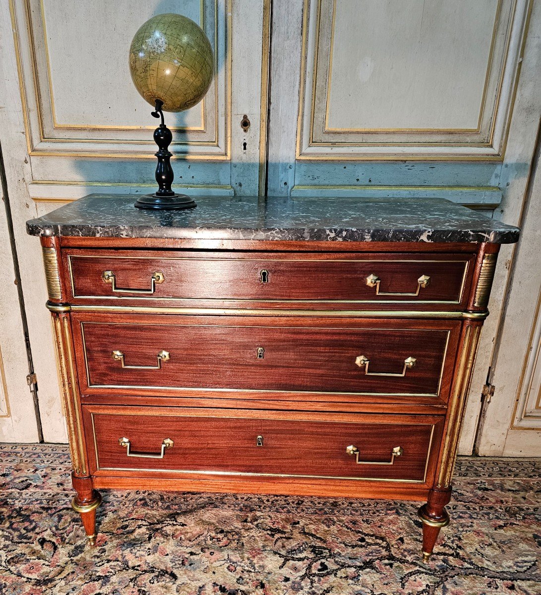 Petite Commode D époque Louis XVI En Acajou 18 ème -photo-2