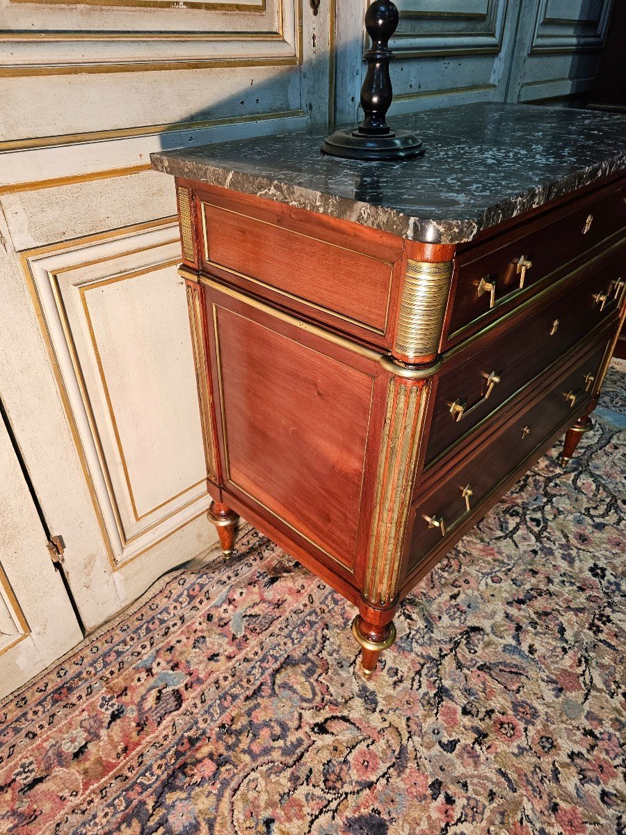 Petite Commode D époque Louis XVI En Acajou 18 ème -photo-3