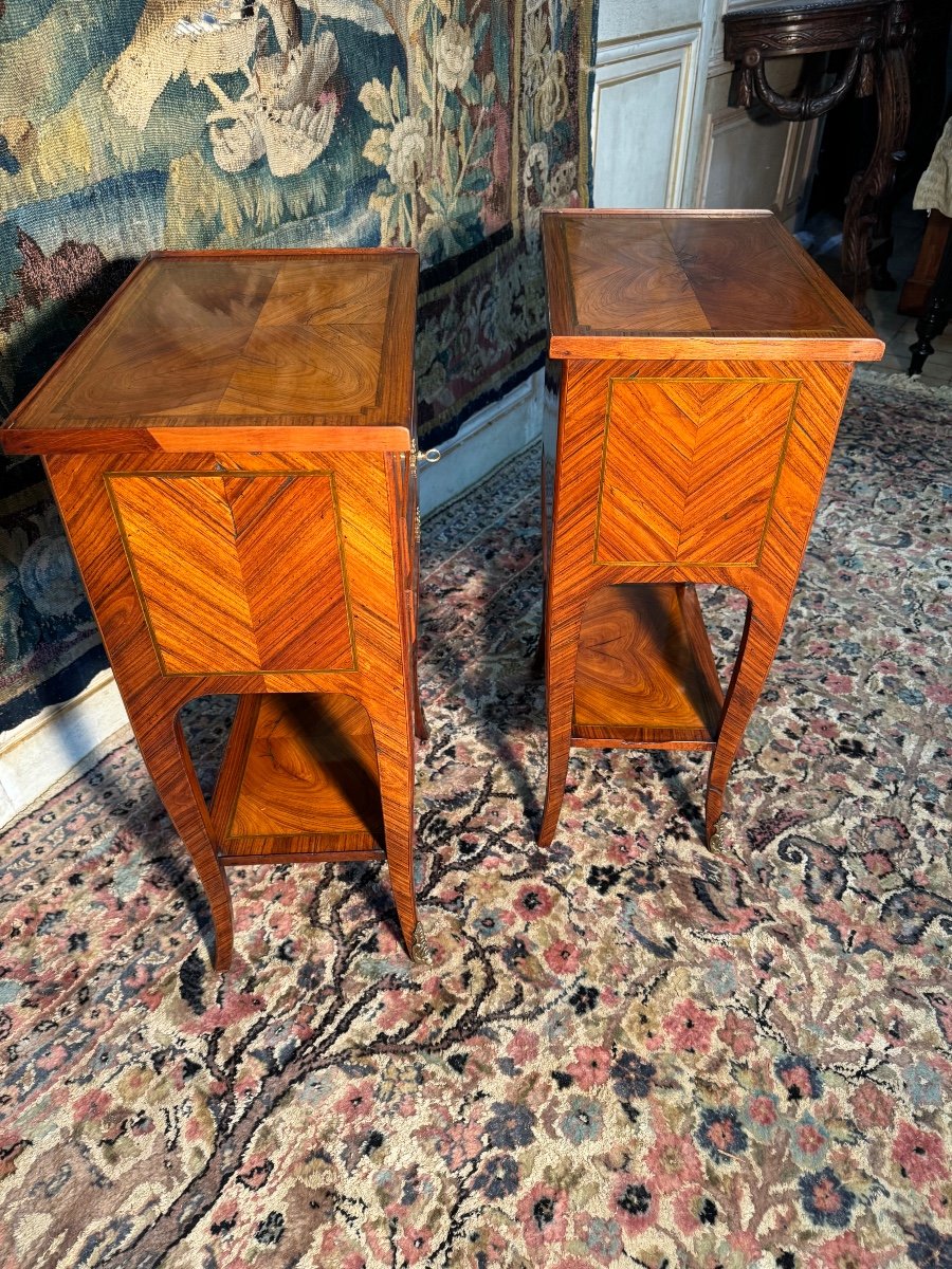 Pair Of Louis XV Style Bedside Tables Stamped Mailfert-photo-2