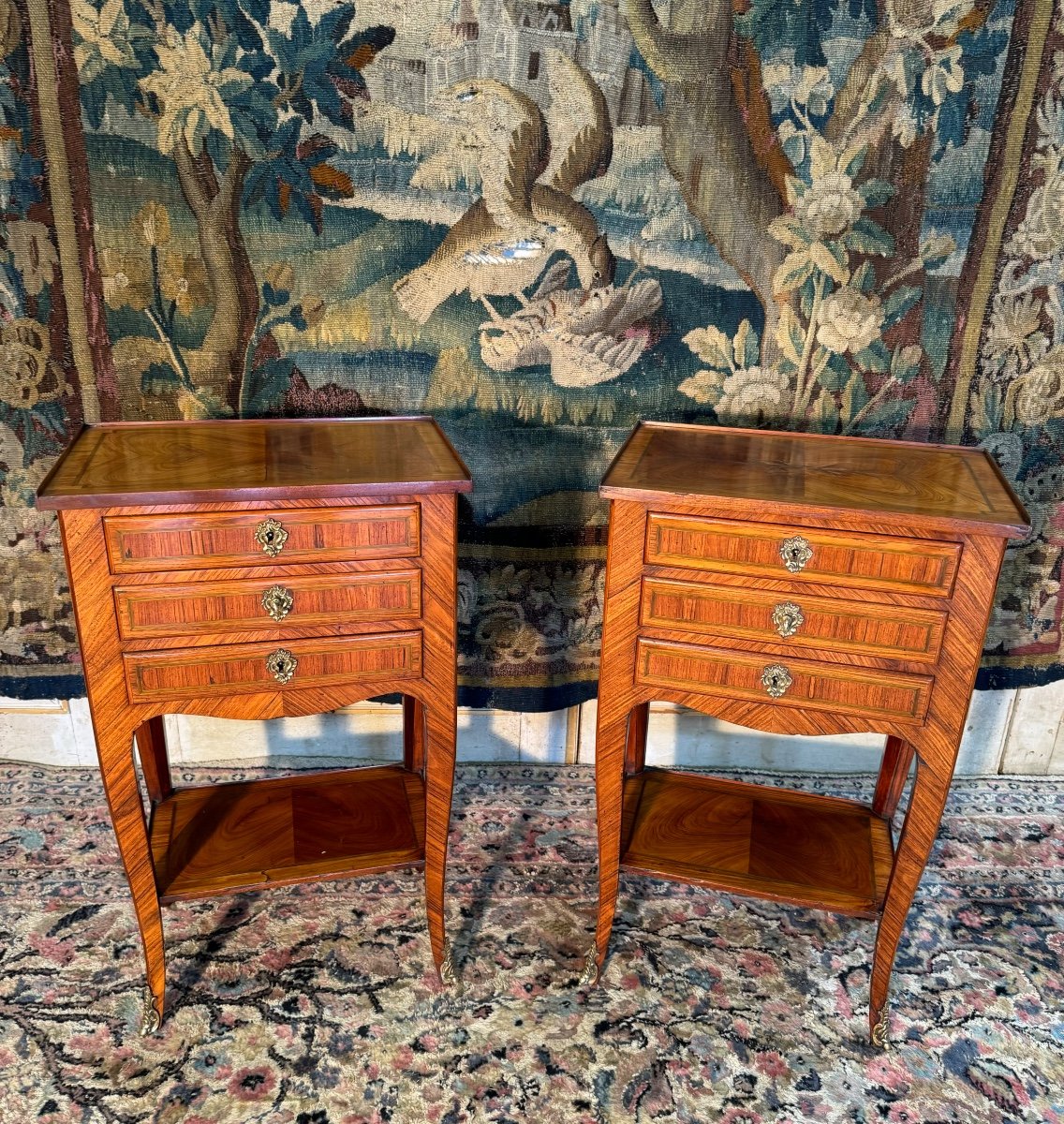 Pair Of Louis XV Style Bedside Tables Stamped Mailfert