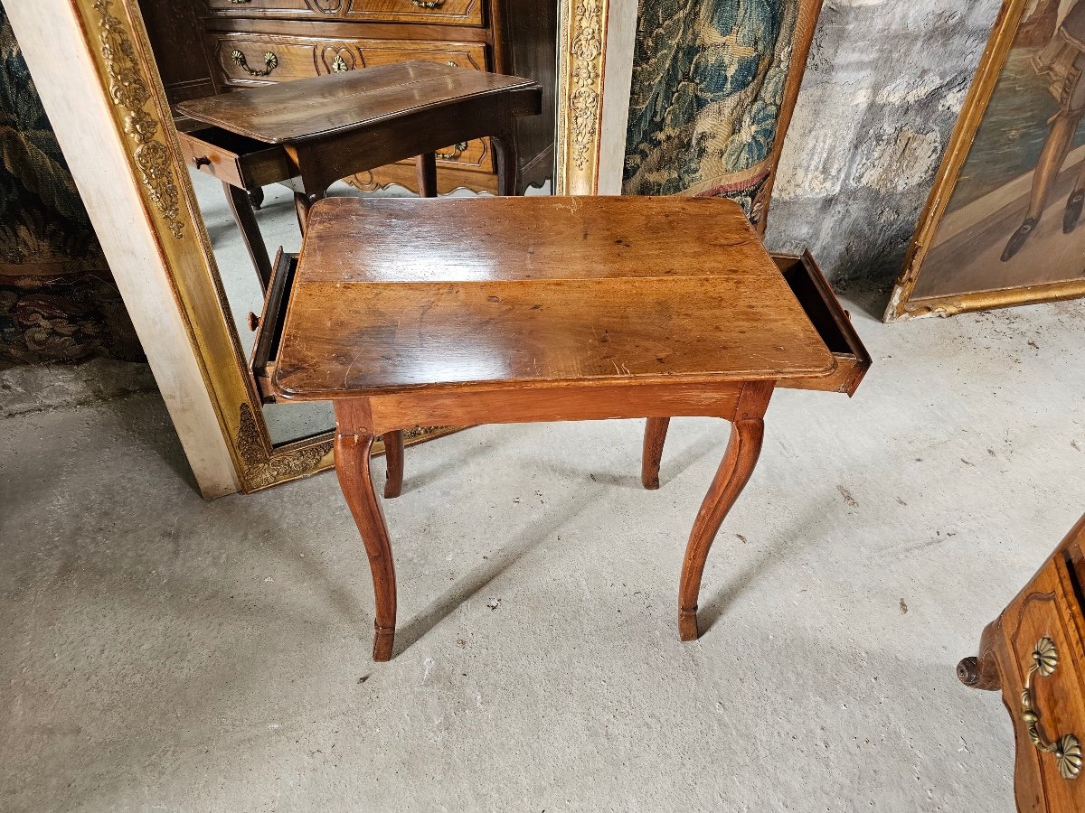 Louis XV Table In Cherry Wood With 2 Drawers 18 Eme -photo-4