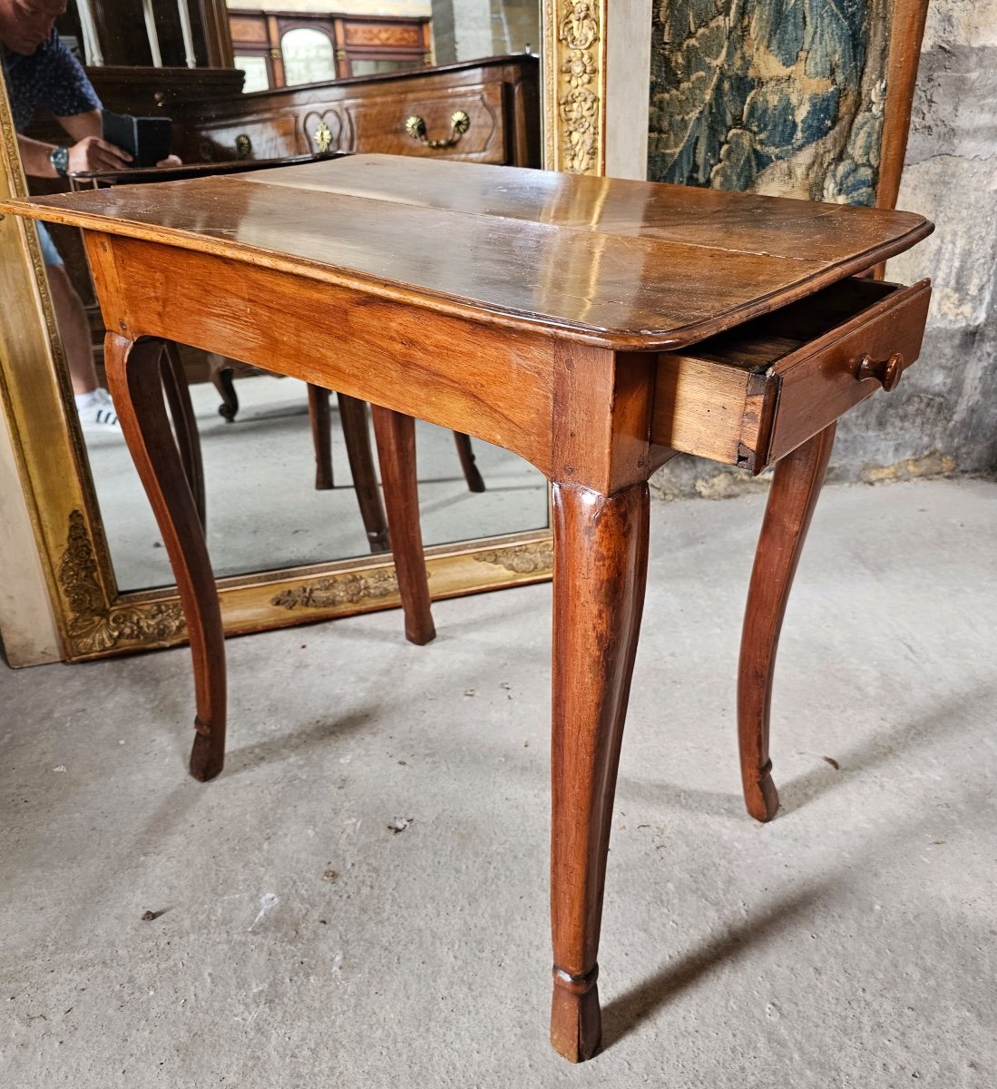 Louis XV Table In Cherry Wood With 2 Drawers 18 Eme 