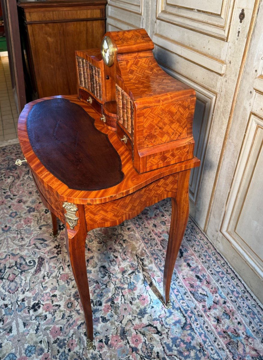 Small Desk In Marquetry From The Napoleon 3 Period From The 19th Century -photo-1