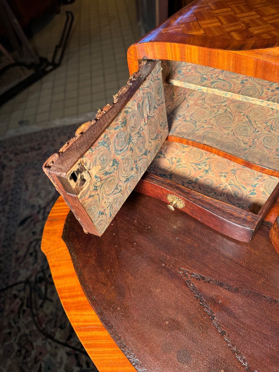 Small Desk In Marquetry From The Napoleon 3 Period From The 19th Century -photo-3