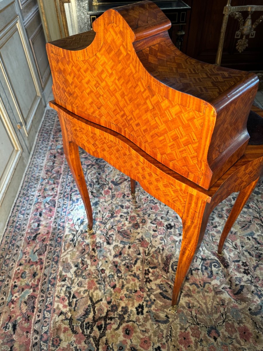 Small Desk In Marquetry From The Napoleon 3 Period From The 19th Century -photo-5