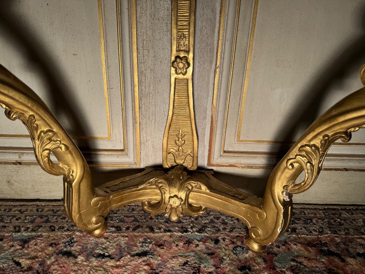 Console En Bois Doré Et Sculpté D époque Louis XV 18 Eme Siècle -photo-4