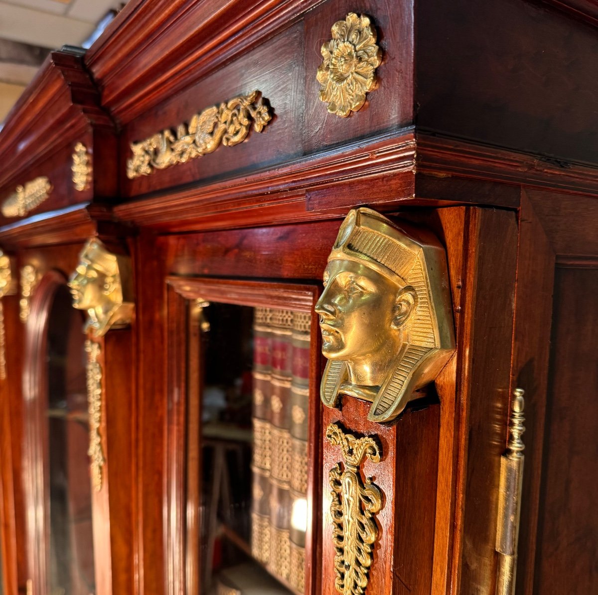 Empire Style Mahogany And Bronze Bookcase -photo-4