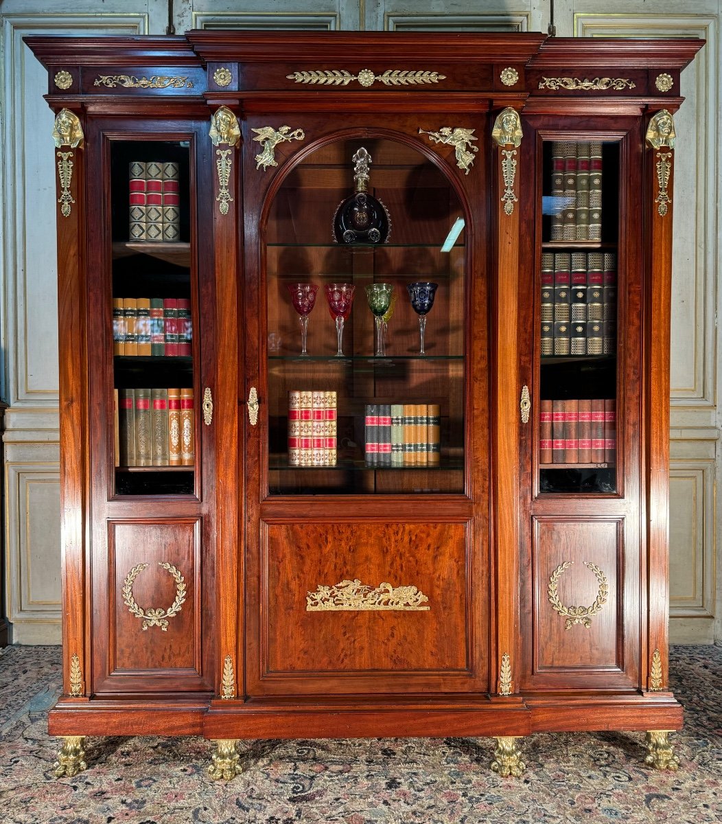 Empire Style Mahogany And Bronze Bookcase 