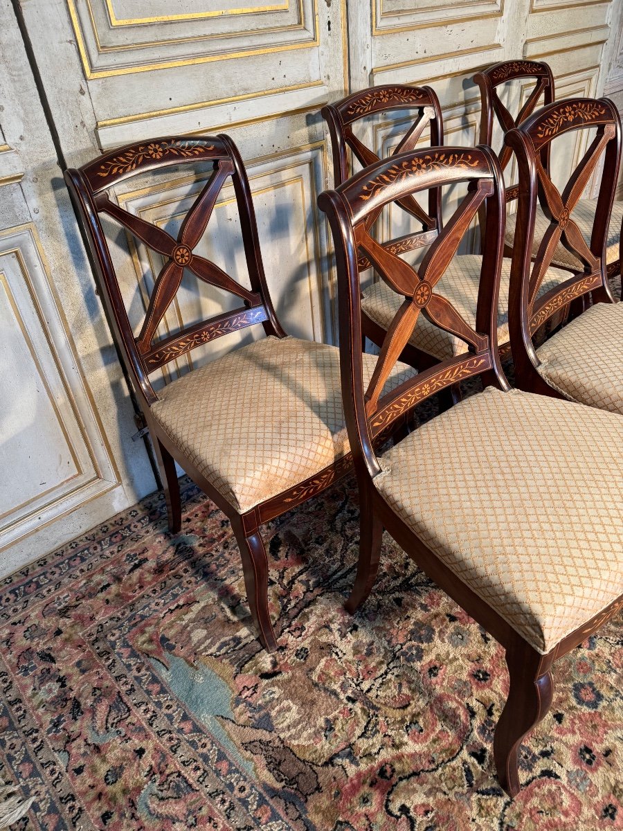 6 Chaises Charles X Palissade Et Citronnier 19 Eme -photo-4