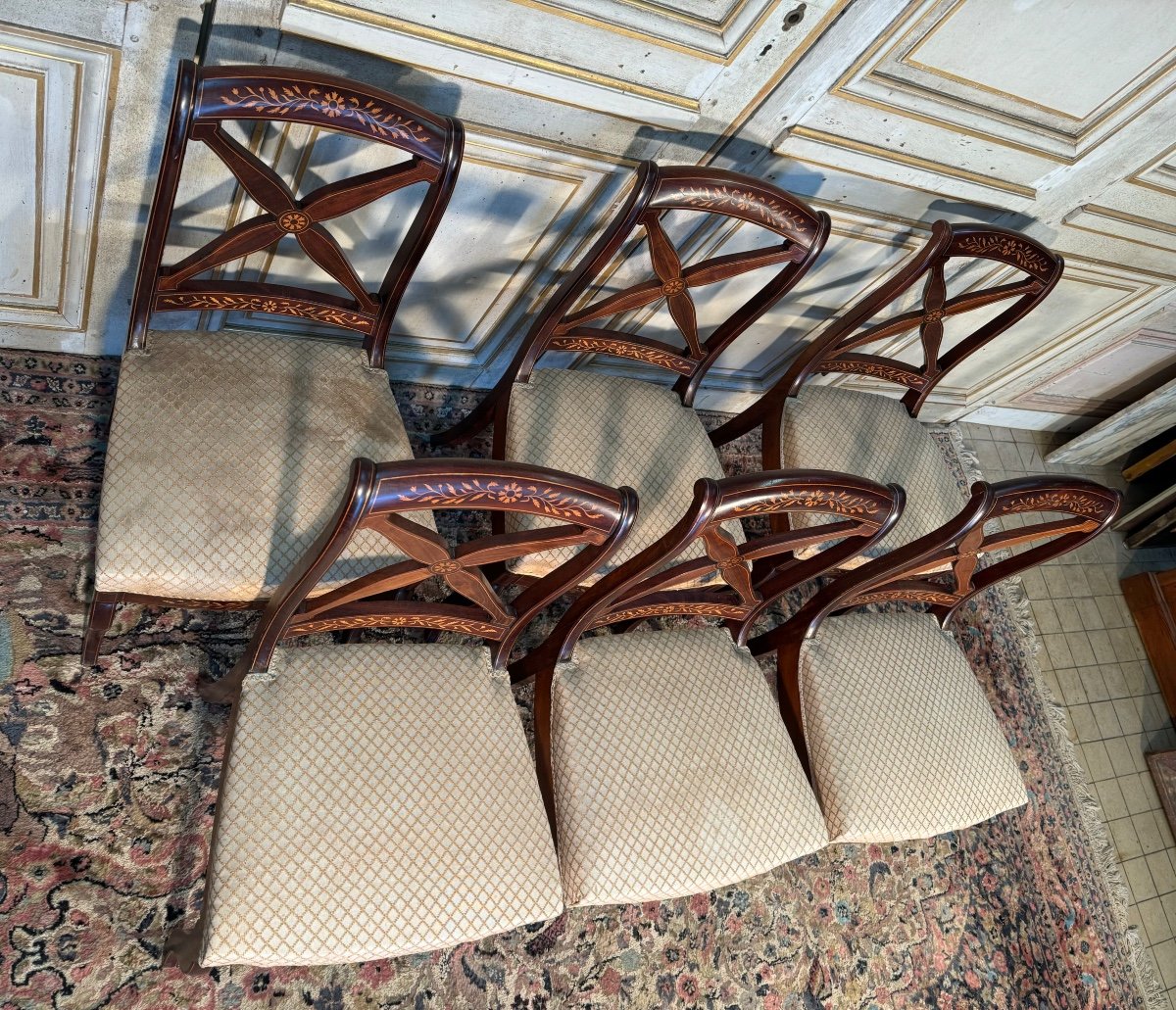 6 Chaises Charles X Palissade Et Citronnier 19 Eme -photo-3