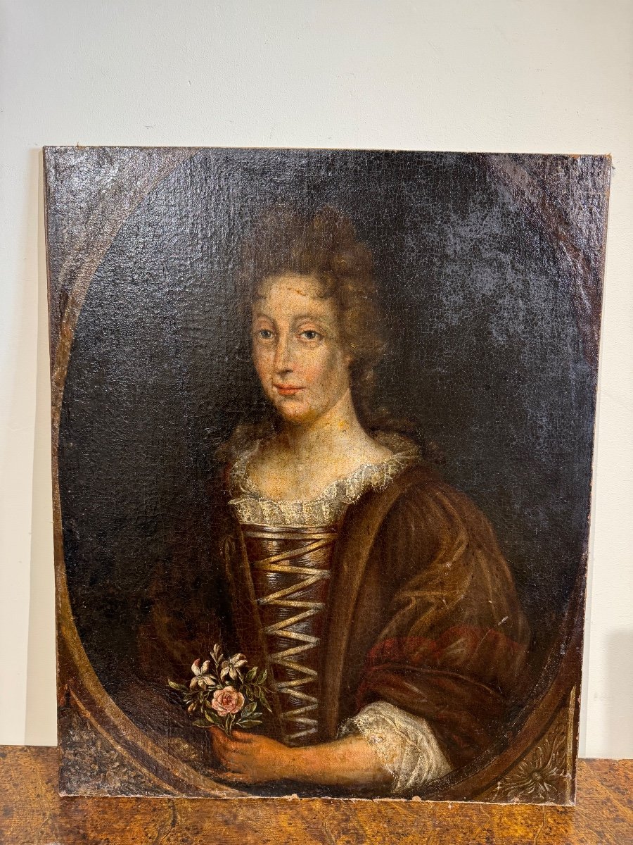 Oil Painting On Canvas Old Portrait 17th Century -photo-2