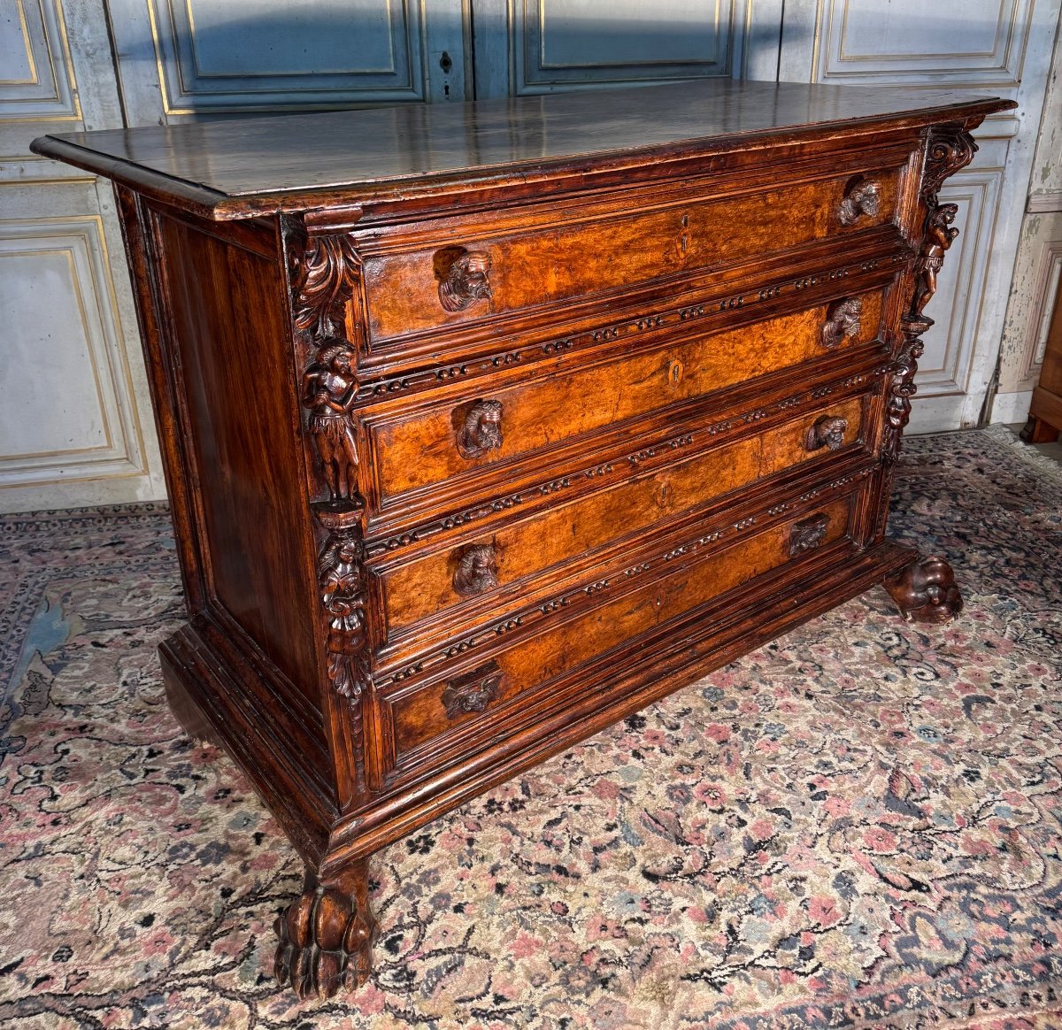 Bambocci Genoese Chest Of Drawers In Walnut, Late 17th Century -photo-2