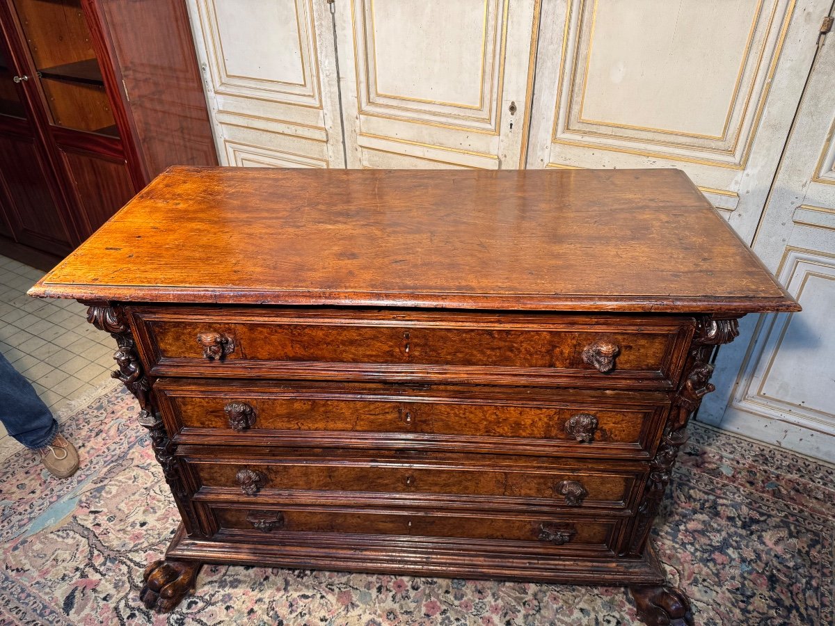 Bambocci Genoese Chest Of Drawers In Walnut, Late 17th Century -photo-5