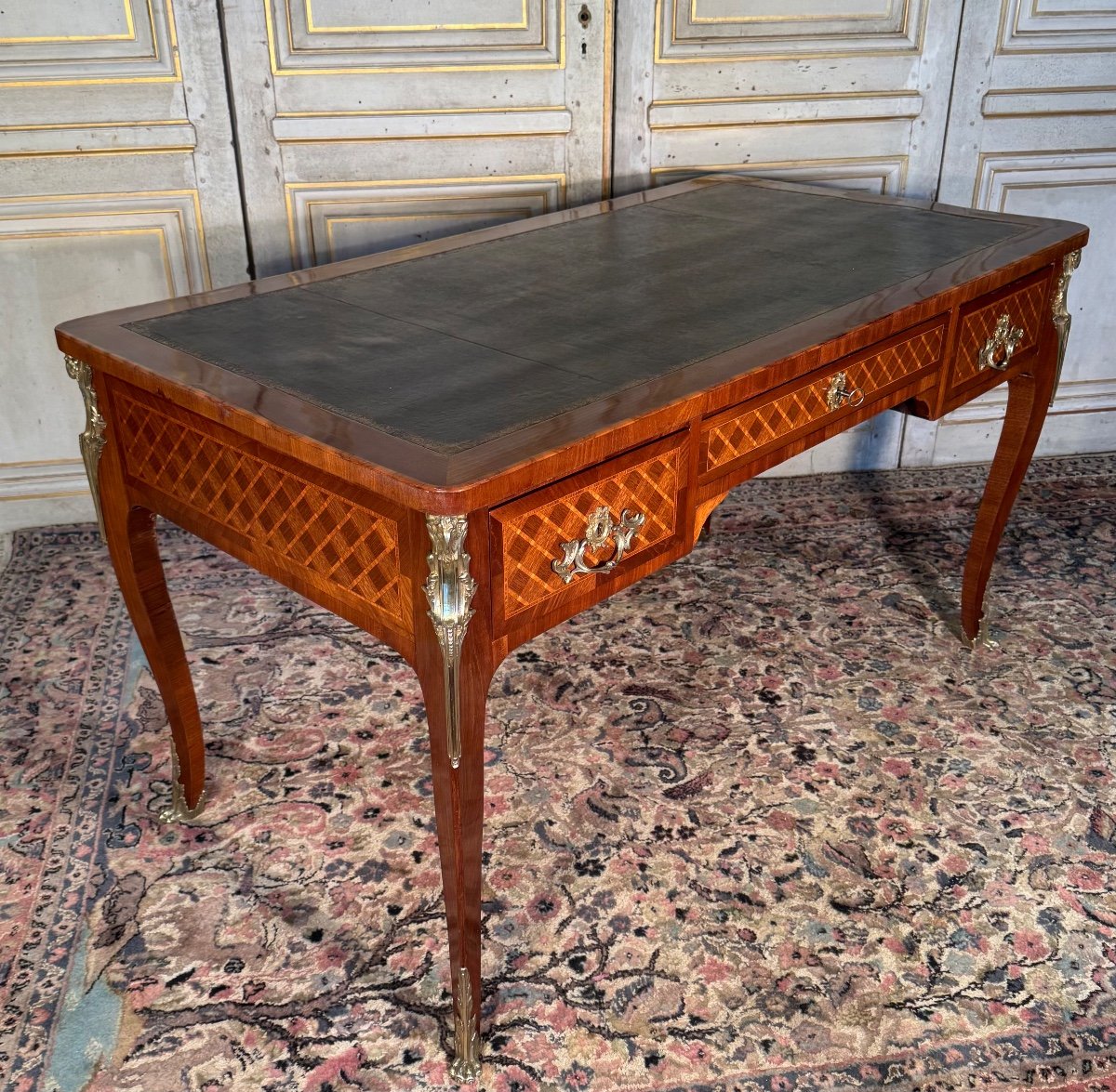 Bureau En Marqueterie De Style Louis XV Fin 19 Eme -photo-2