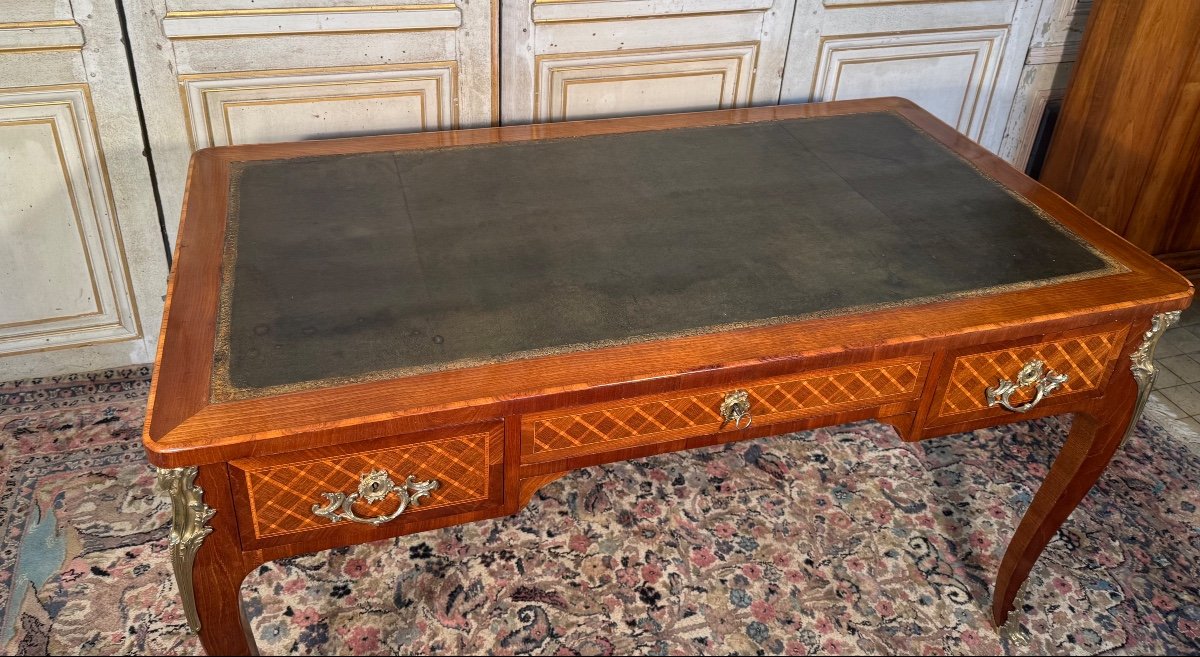 Bureau En Marqueterie De Style Louis XV Fin 19 Eme -photo-4