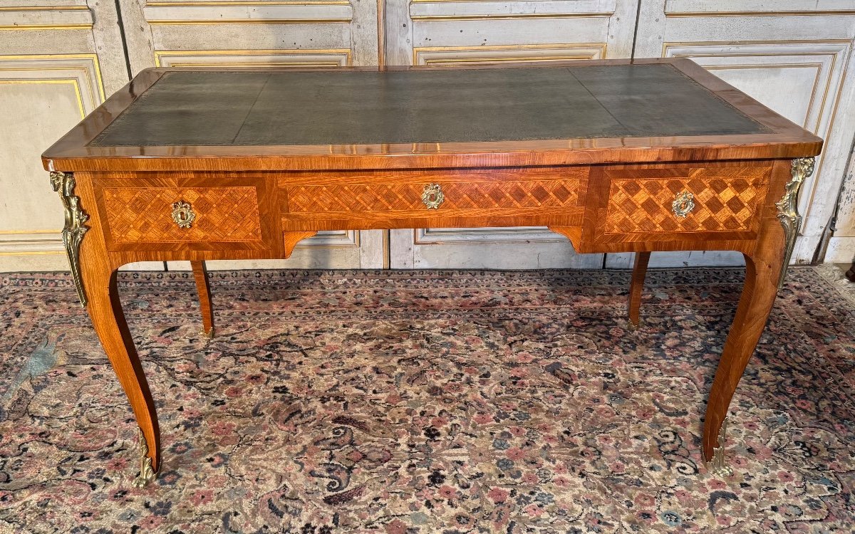 Bureau En Marqueterie De Style Louis XV Fin 19 Eme -photo-3