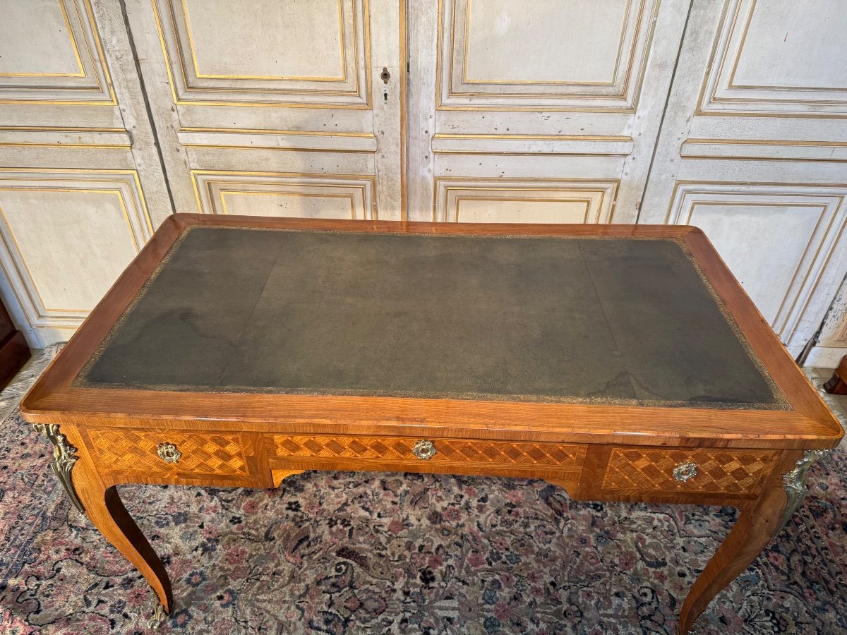 Bureau En Marqueterie De Style Louis XV Fin 19 Eme -photo-4