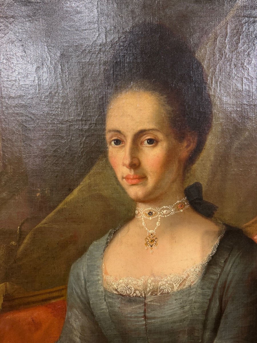 Painting Hst Portrait Of Elegant 18th Century -photo-2