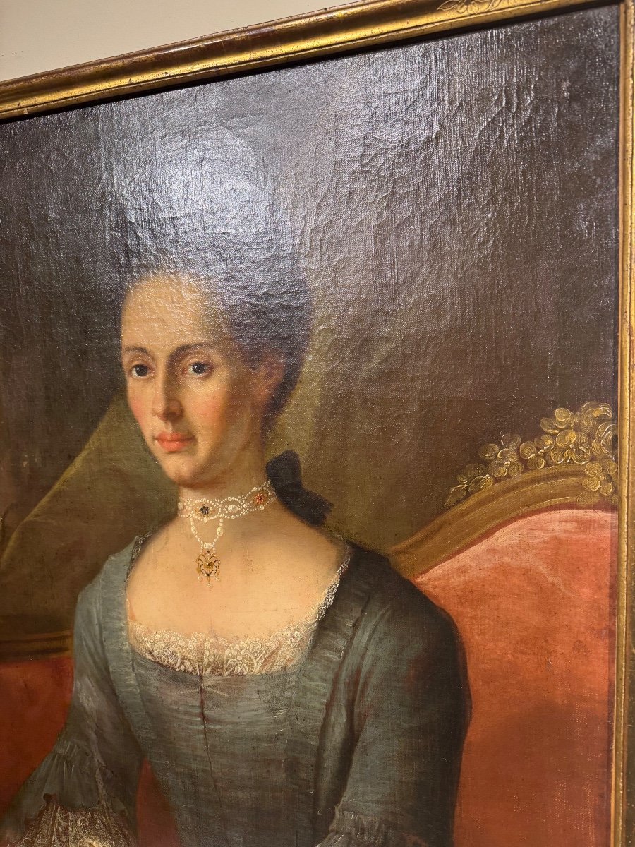 Painting Hst Portrait Of Elegant 18th Century -photo-4