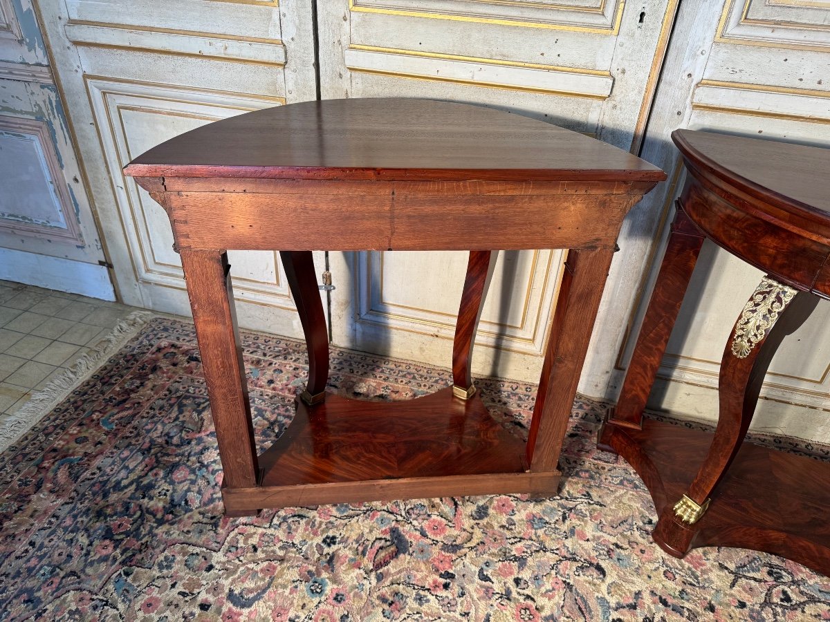 Pair Of Mahogany Consoles From The Napoleon 1st Period -photo-3