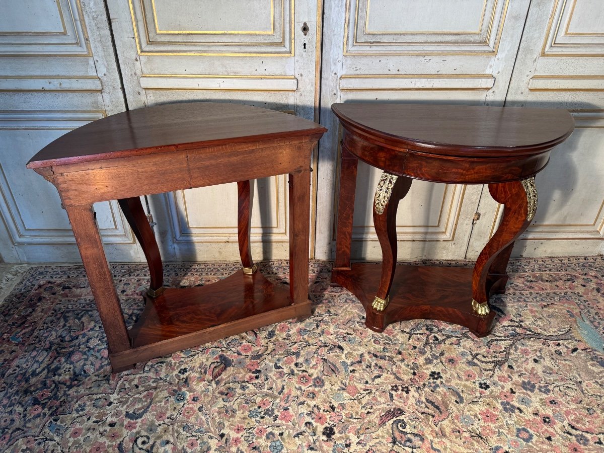 Pair Of Mahogany Consoles From The Napoleon 1st Period -photo-4